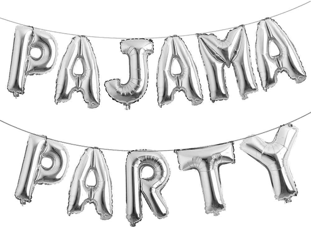 Pajama Party Letter Banner Foil Balloons - 11-Pieces Pajama Party