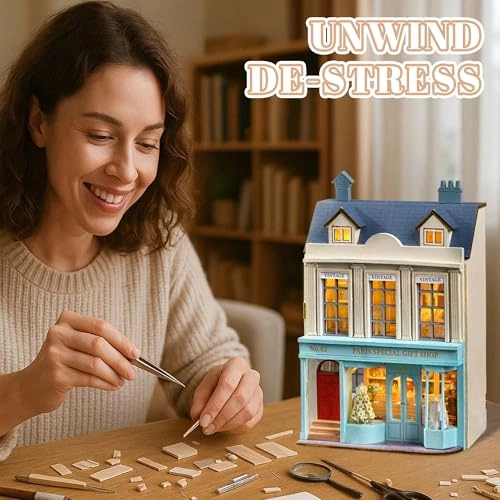 Romantic and Cute Dollhouse Miniature DIY House Kit - Paris Gift Store