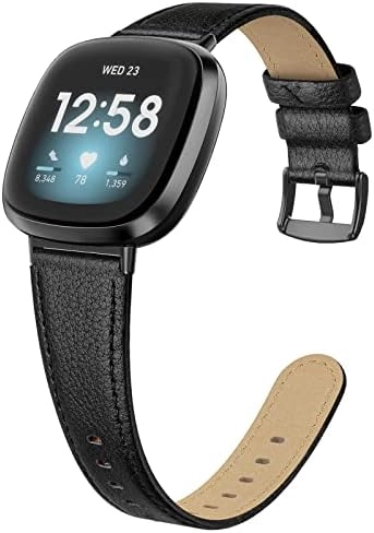 EDIMENS Leather Bands - Compatible with Fitbit Versa 3, Versa 4, Sense Genuine Leather