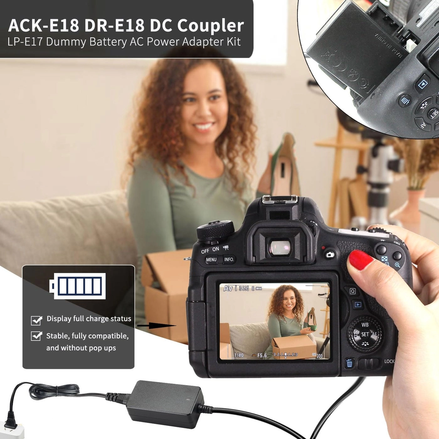 ACK-E18 - AC Power Adapter + DR-E18 - DC Coupler