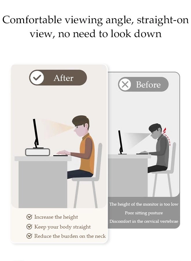 Computer Monitor Stand - 3 Levels Adjustable Ventilated Platform 37x23cm