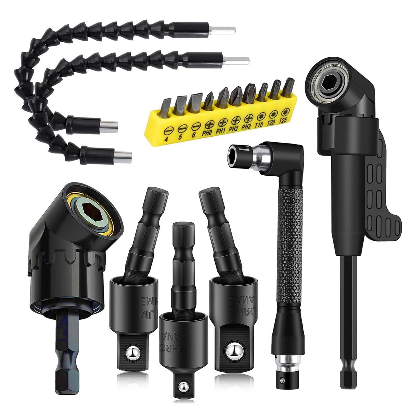 Flexible Drill Bit Extension - 17pcs + Screwdriver Bit Set - 10pcs