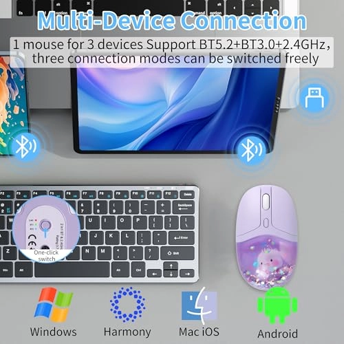 Aqua Mouse with Liquid Quicksand Sequins - Bluetooth USB