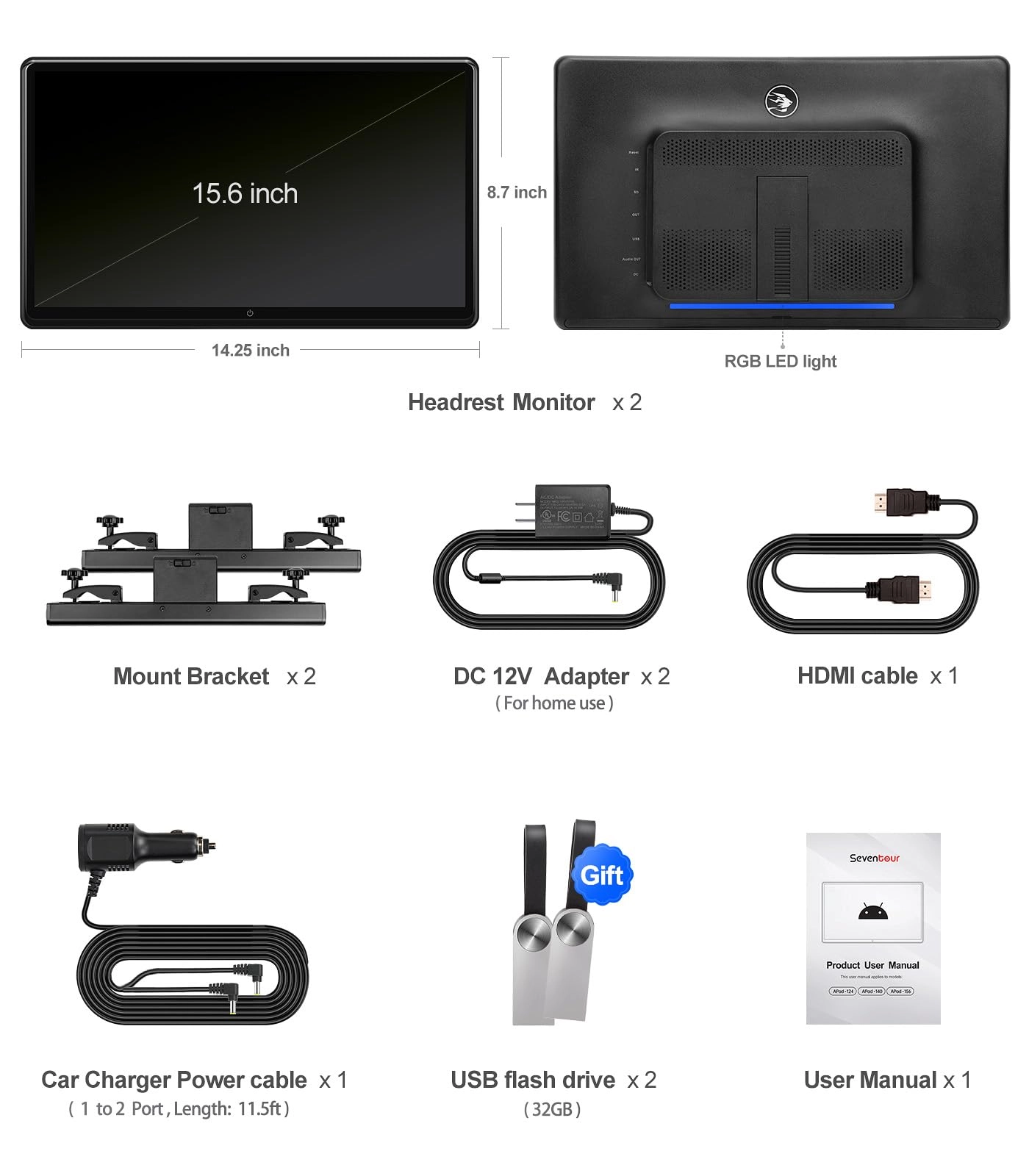 Car Headrest Monitor - 15.6 inch