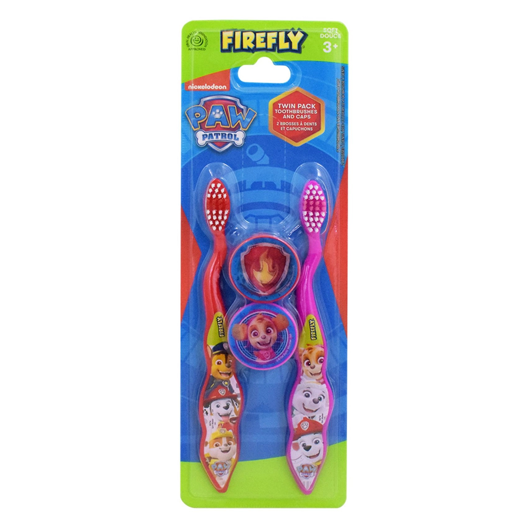 FIREFLY Paw Patrol Toothbrush - With Caps 2-Piece Pack