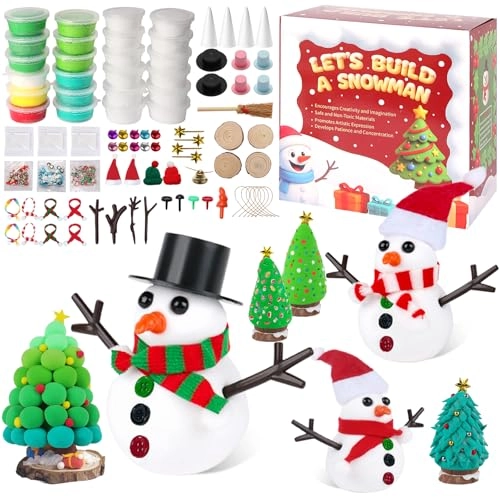 FIIOEOY Build a Snowman & Christmas Trees Clay Kit - 24 pcs
