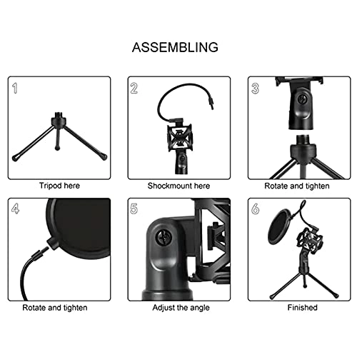 Mic Stand + Mic Clip Holder + Table Mounting Clamp + Pop Filter
