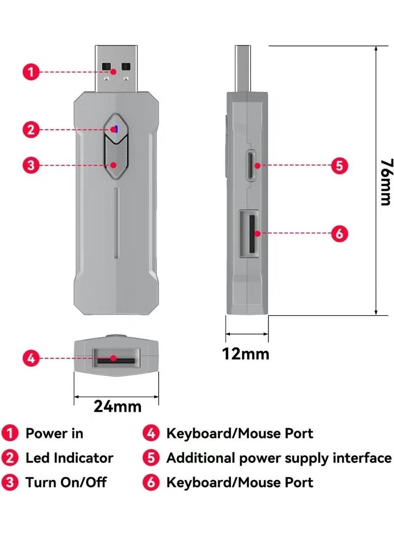 5-in-1 Half-Hand Gaming Keyboard Set - Wireless