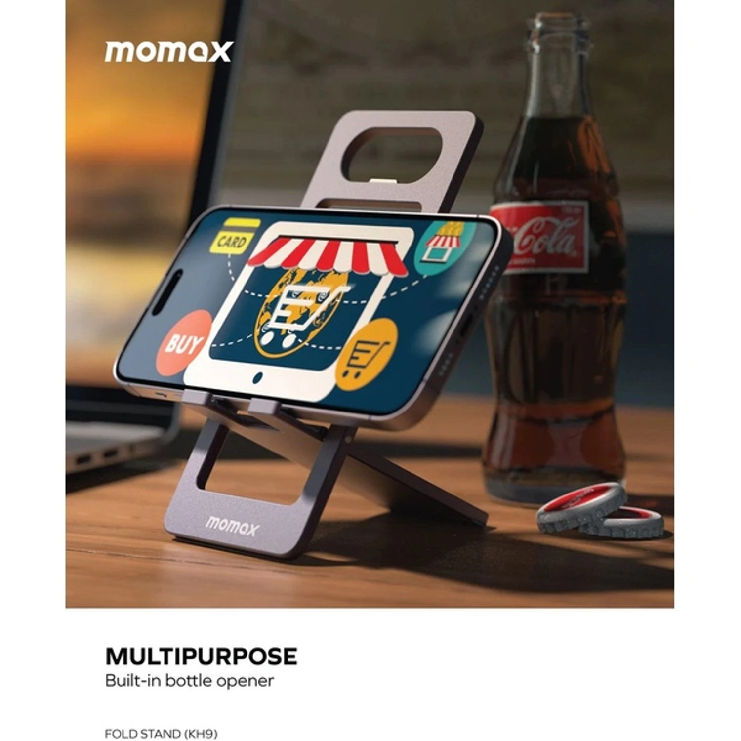 KH9U - Foldable Phone Stand Up to 7" Bottle Opener