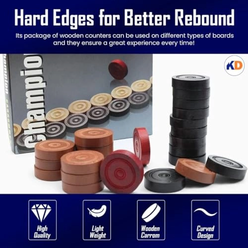 SISCAA Carrom Coin - 24 Coins Rosewood