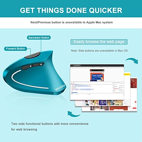 Ergonomic Vertical Wireless Optical Mouse - USB