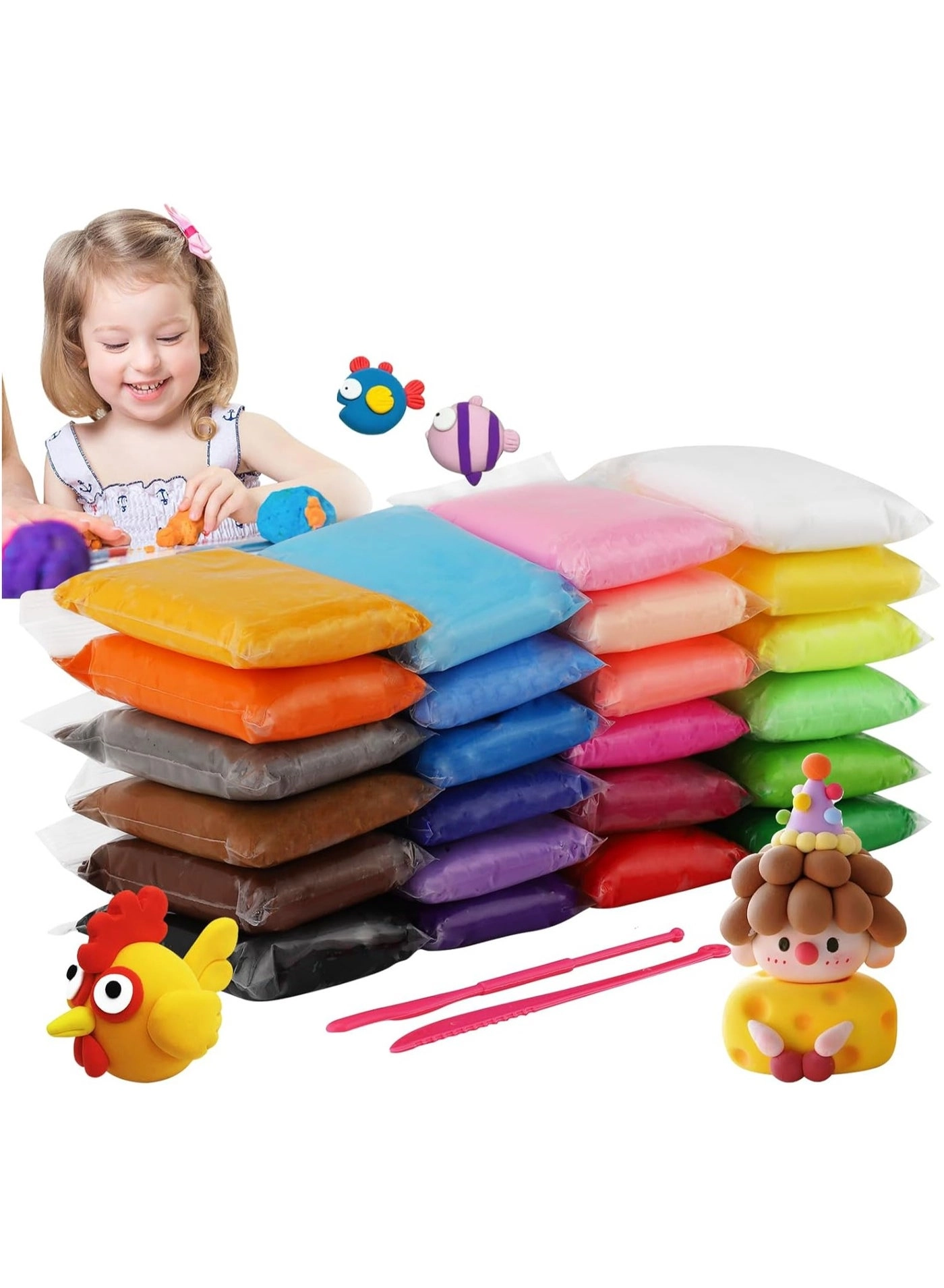 Generic Air Dry Ultra Light Clay - 3+ years 24 pcs