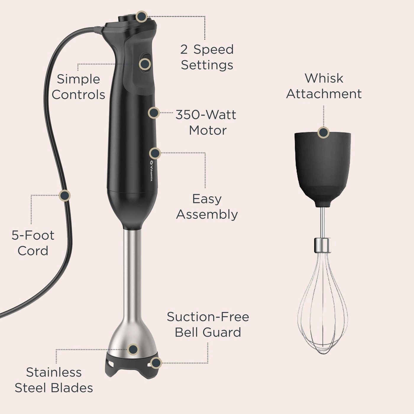 Immersion Blender + Whisk Attachment - 350W