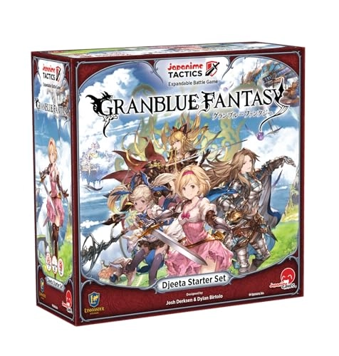 Japanime Tactics: Granblue Fantasy - Gran Starter Set + Djeeta Starter Set + Expansion Volume 1 - Box of 12 Expansion Packs + Promo Character Packs (Katalina, The Lowain Bros, Meteon, Blazing Teacher Elmott)
