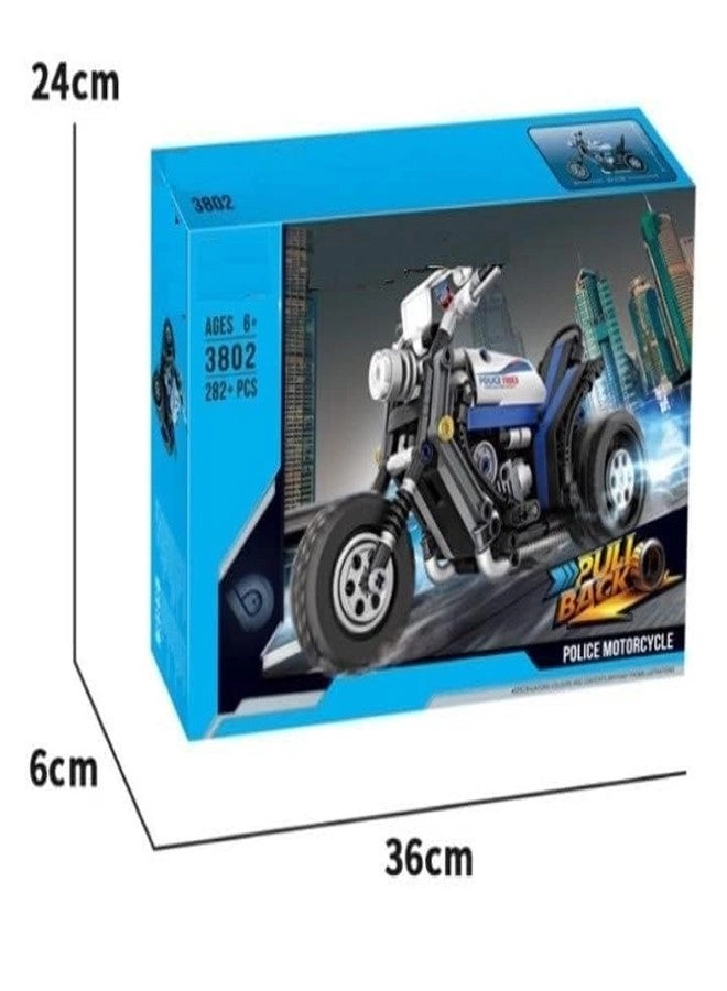 Police Bike - Building Blocks Pull Back Motorbike