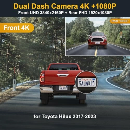 Front 4K and Rear 1080P 3840 X 2160 pixels for Toyota Hilux 2020-2023