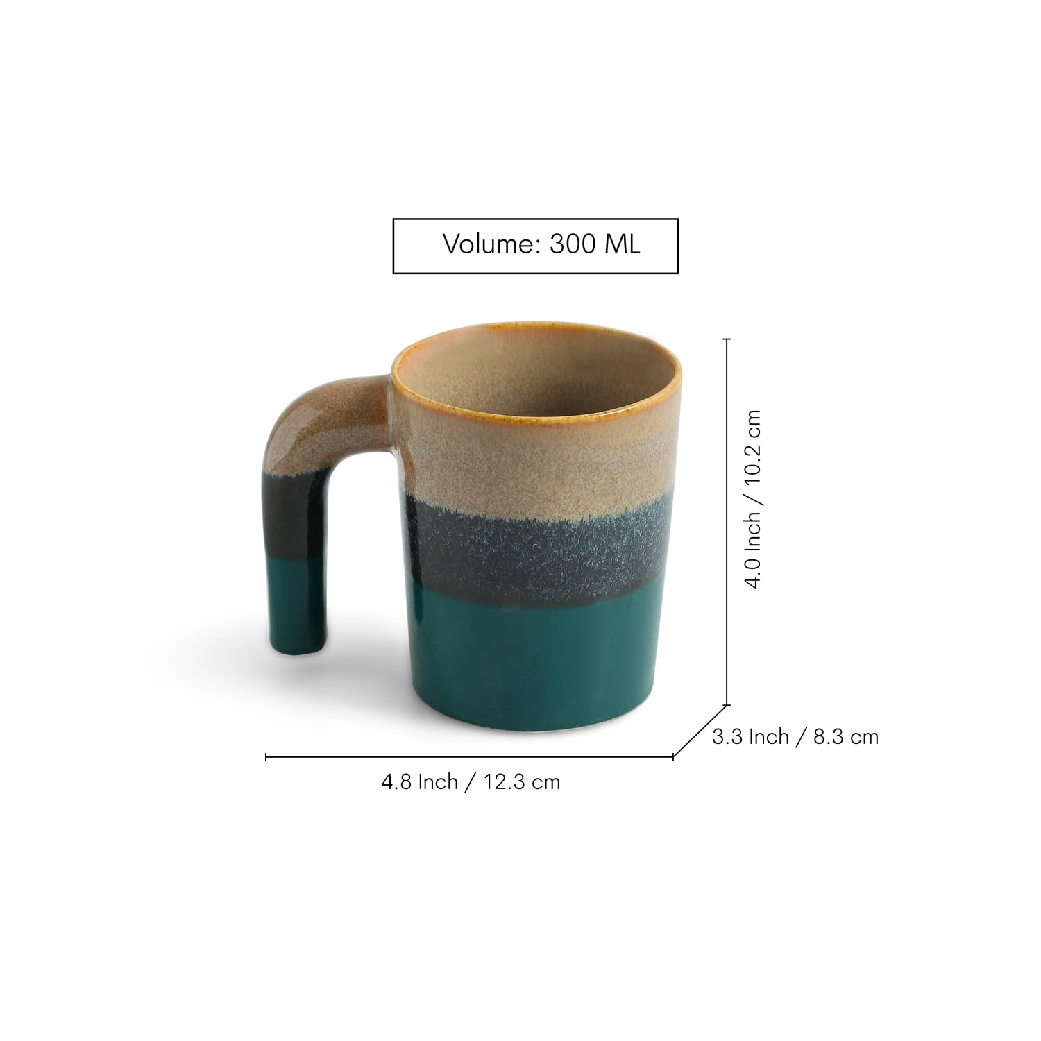 Two-Toned Glazed Ceramic Coffee Mug - 2 pcs Hue & Handle 300 ml