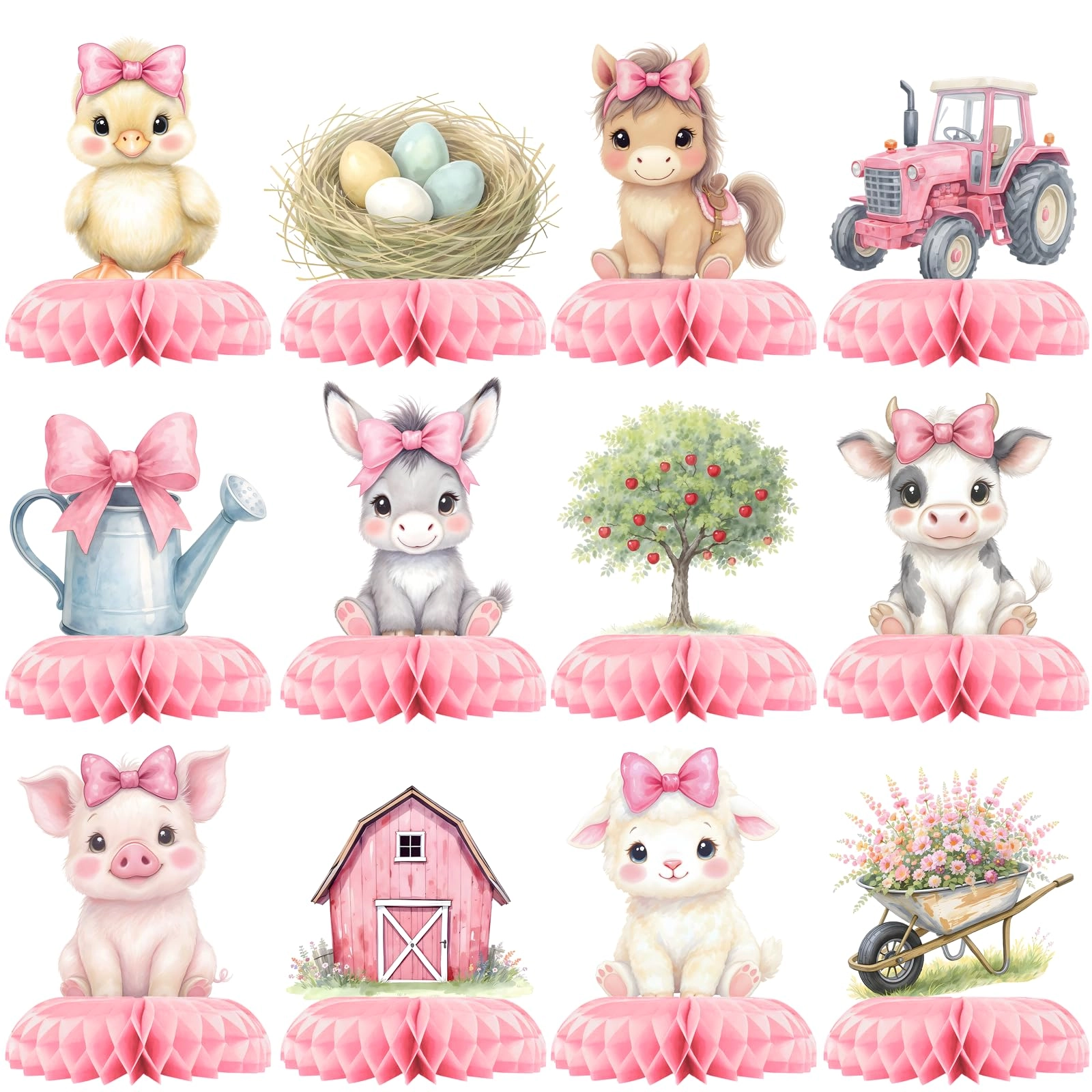 Glezo Honeycomb Centerpieces - 12 Pcs Baby Shower