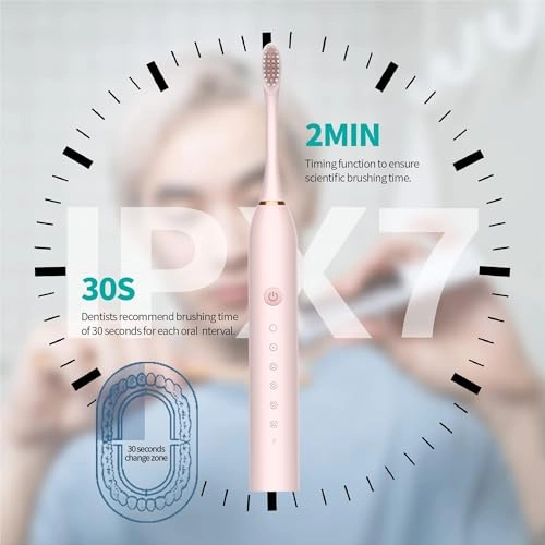 Sonic Electric Toothbrush - USB Rechargeable 4 Brush Heads 6 Cleaning Modes