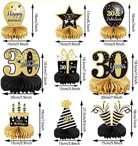 30th Birthday Honeycomb Table Topper - 9 pieces