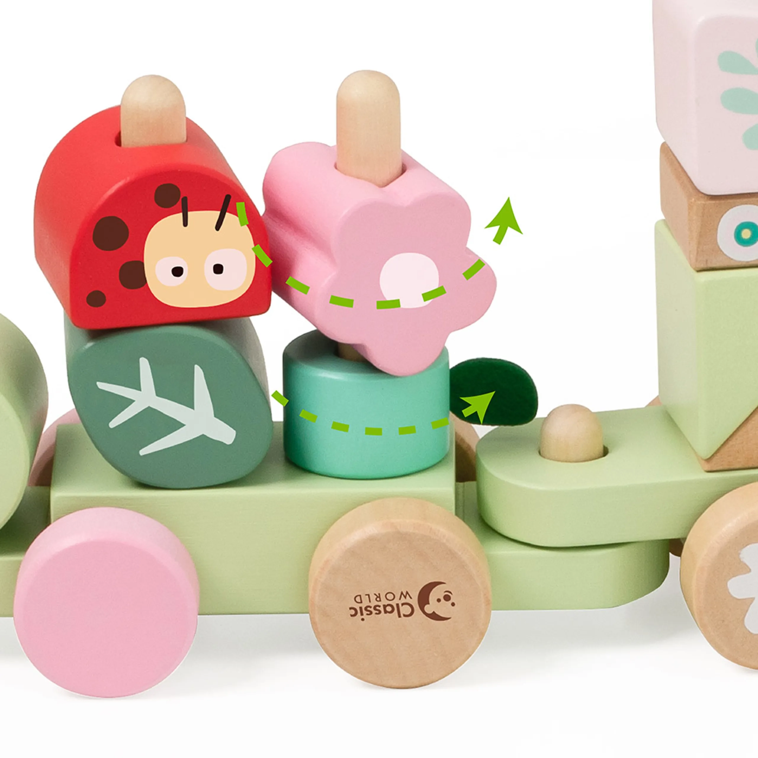Wooden Pull Jungle - 27-piece caterpillar