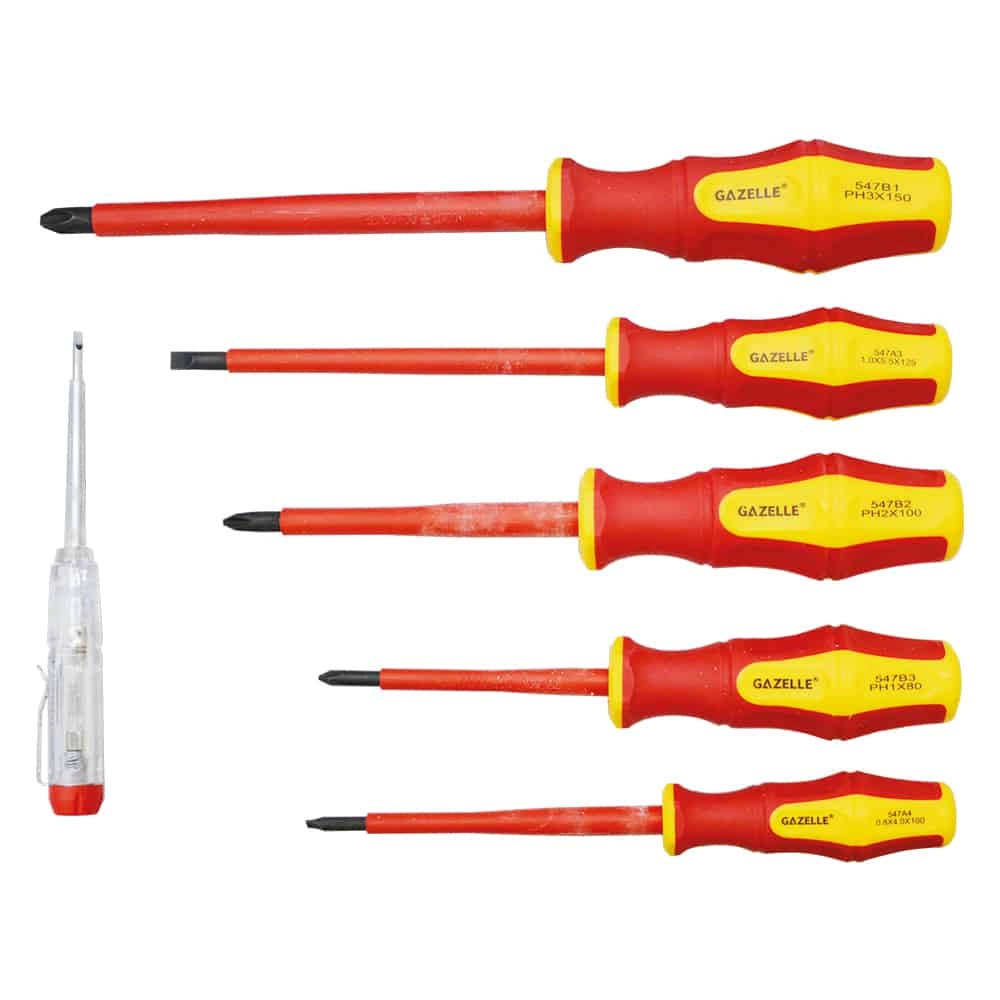 Gazelle G80364 Insulated Slotted and Phillips Screwdriver Set (6 Pcs)