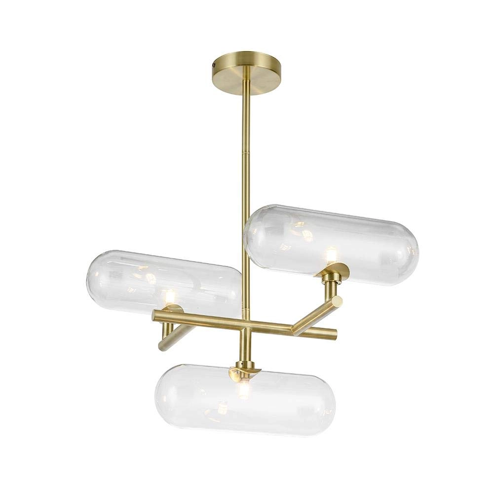 G9 Nordic Handmade Glass Capsule Chandelier - 7 head Gold clear glass