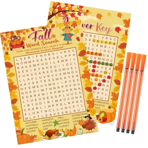 Fall Word Search Game Card Set - Kid,Adult 41