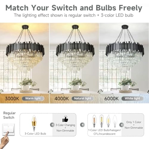 Modern Crystal Chandelier - E12 x 12 80 cm