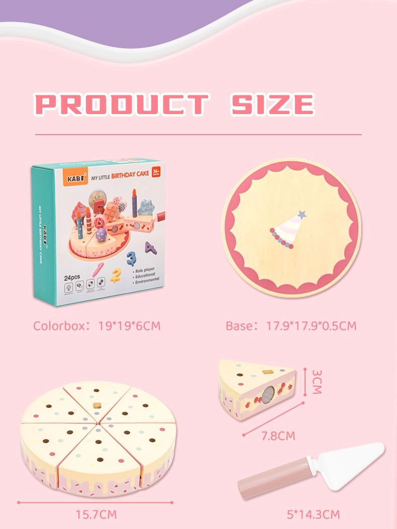 Kids Wooden Birthday Cake Playset - 24 pcs (5551007-KABI_0183)