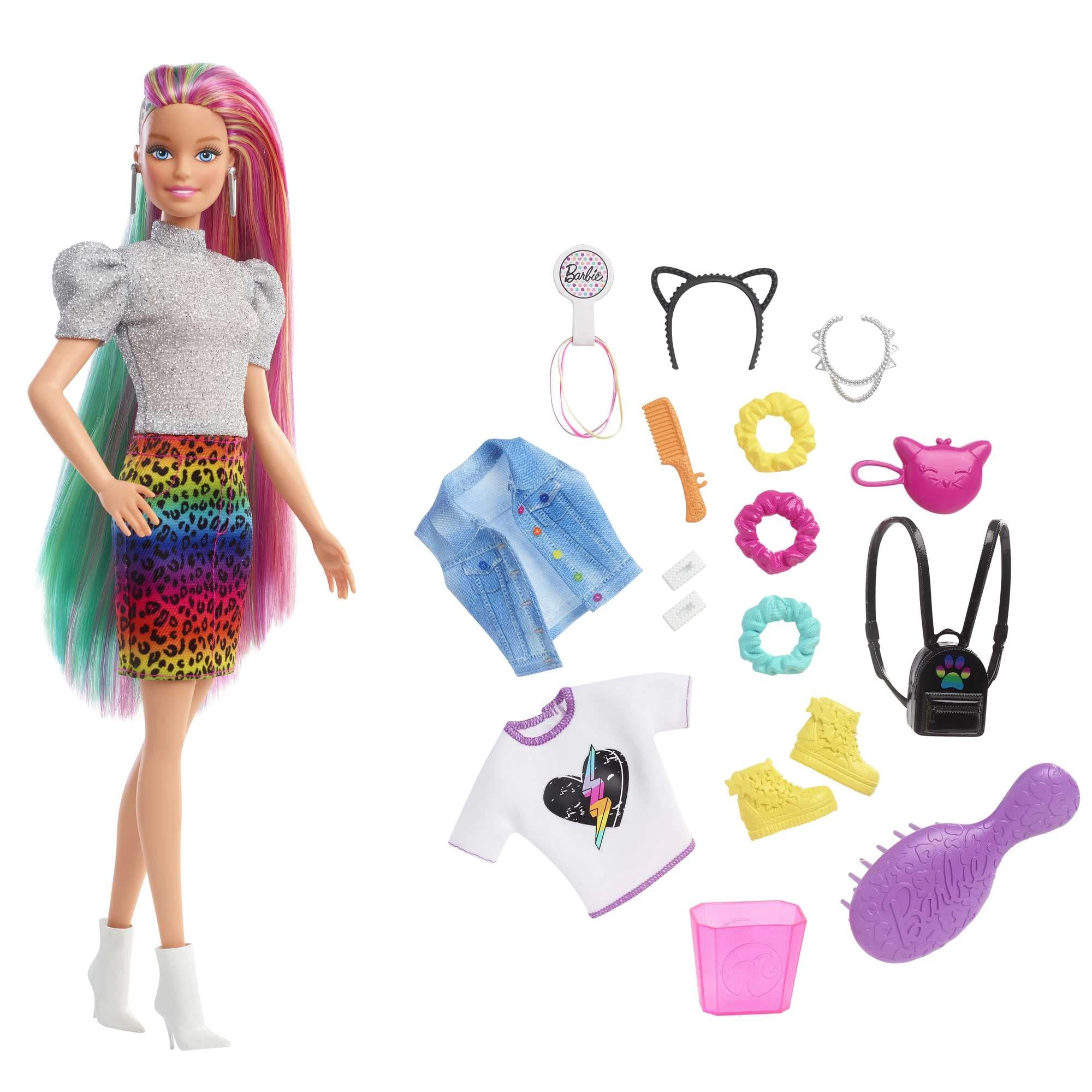 Leopard Rainbow Hair Doll - Color-change Hair 16 Accessories Ages 3+