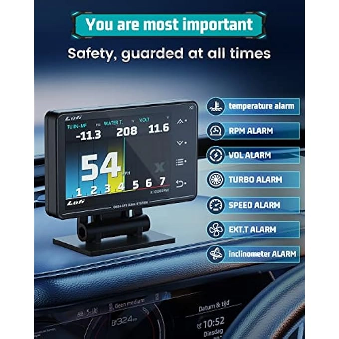 Xs Obd2 Gauge Display - GPS Speedometer Heads Up Display RPM Meter