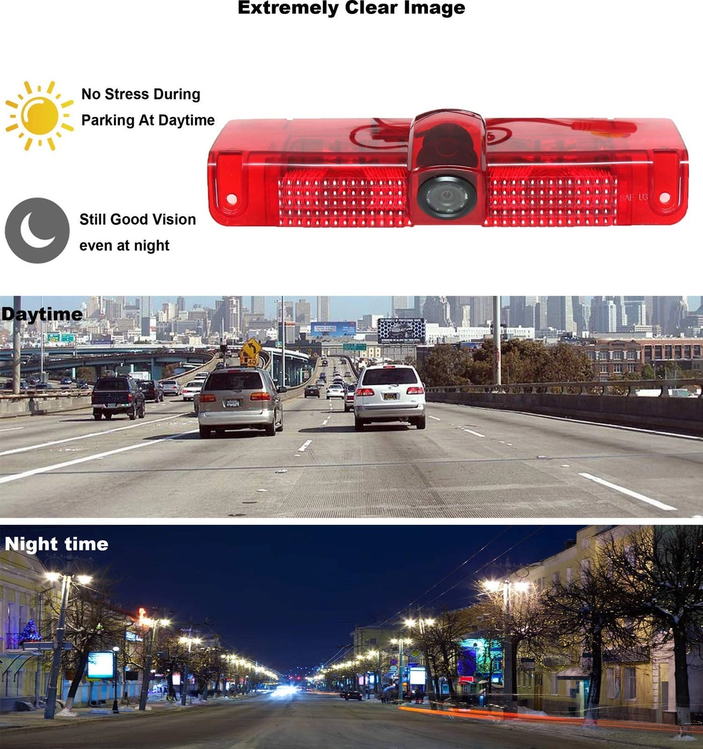 3rd Brake Light Backup Camera - 8 infra-red lights RCA 628(H)*582(V)Pixel