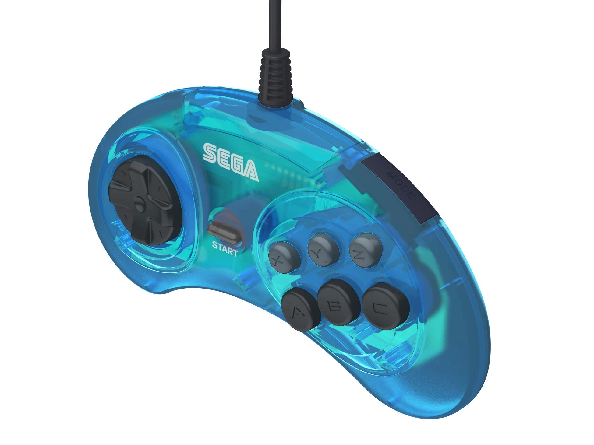 Sega Genesis USB Controller - Clear Blue Sega Genesis Mini PS3 PC Mac Steam Switch