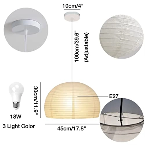Creative Dome Paper Pendant Light - White 45cm E27