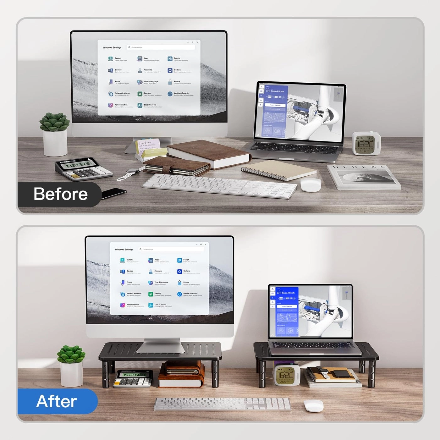 Monitor Stand - Height Adjustable 2 Monitors Pack