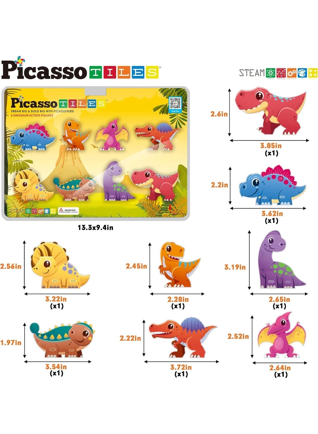 Dinosaur Magnetized Action Figures - 8pcs