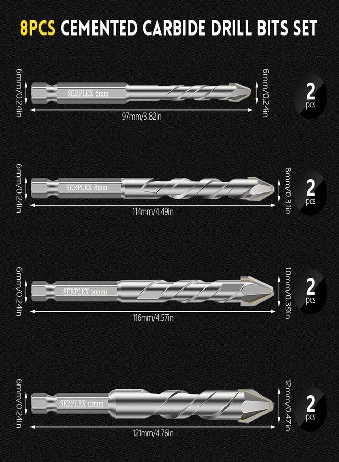 Drill Bits - Cemented Carbide 4Pcs 6mm/8mm/10mm/12mm