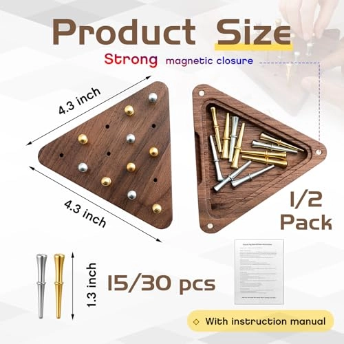 Tricky Triangle Peg Game - 2 Set 4.3 Inch Walnut