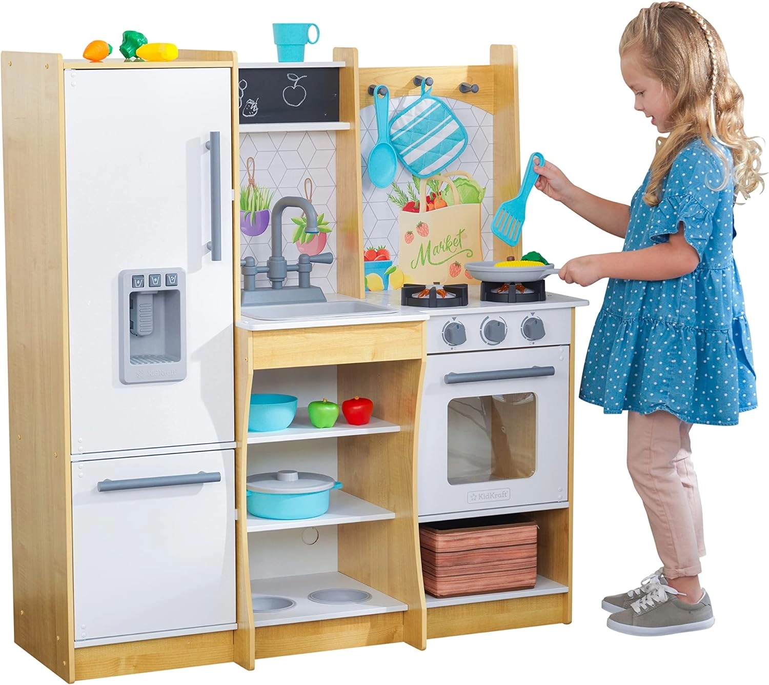 COLORLAND LETS PLAY Fresh Harvest Play Kitchen - Wood Lights and Sounds
