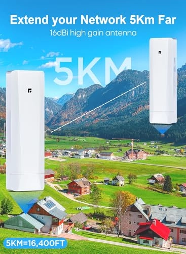 5KM Wireless Bridge P2P - 2 Pack 5GHz 100/1000Mbps