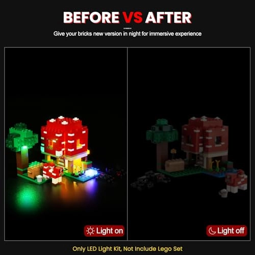 Light Kit for Lego The Mushroom House (21179) - LED USB Powered