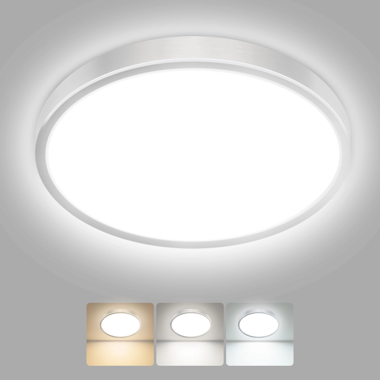 Flush Mount LED Ceiling Light - 3000K 4500K 6000K Dimmable