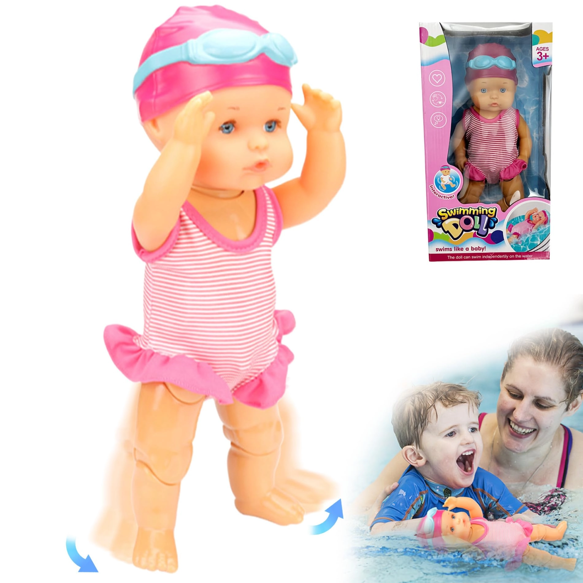 Weduspaty Swimming Baby Doll - 14x9x33cm Battery-Powered