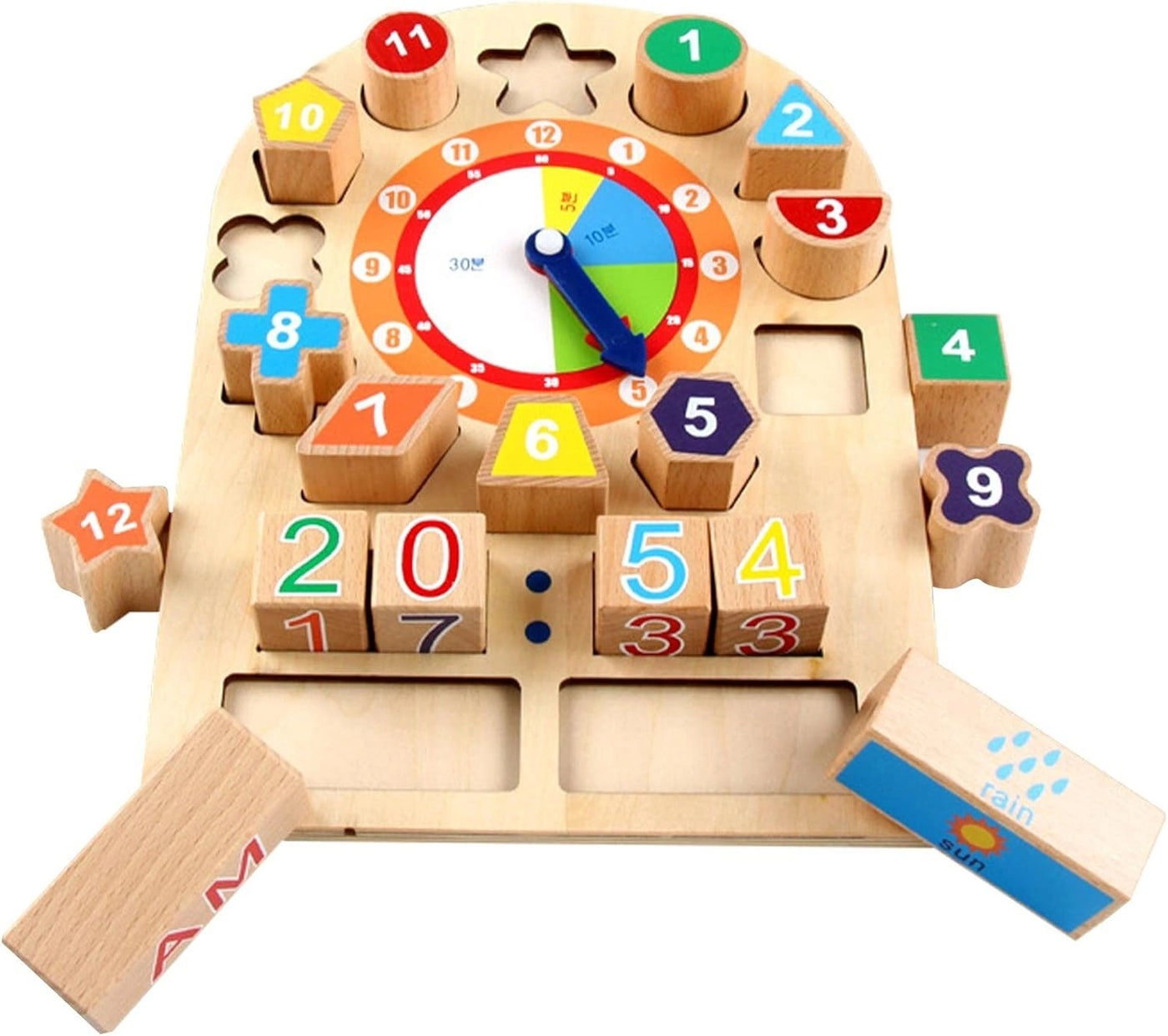 woobles Time Clock Toy - Wooden 8.46x11.81in