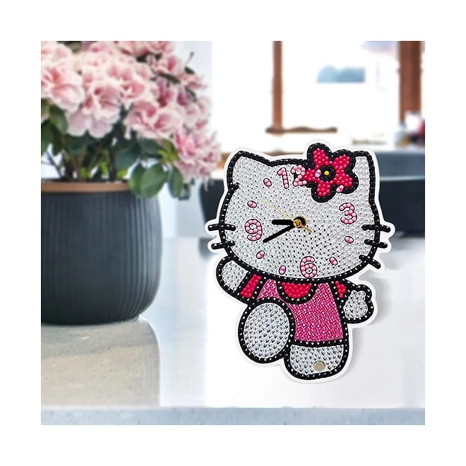 DIY Diamond Painting Clock Kit - Kitty