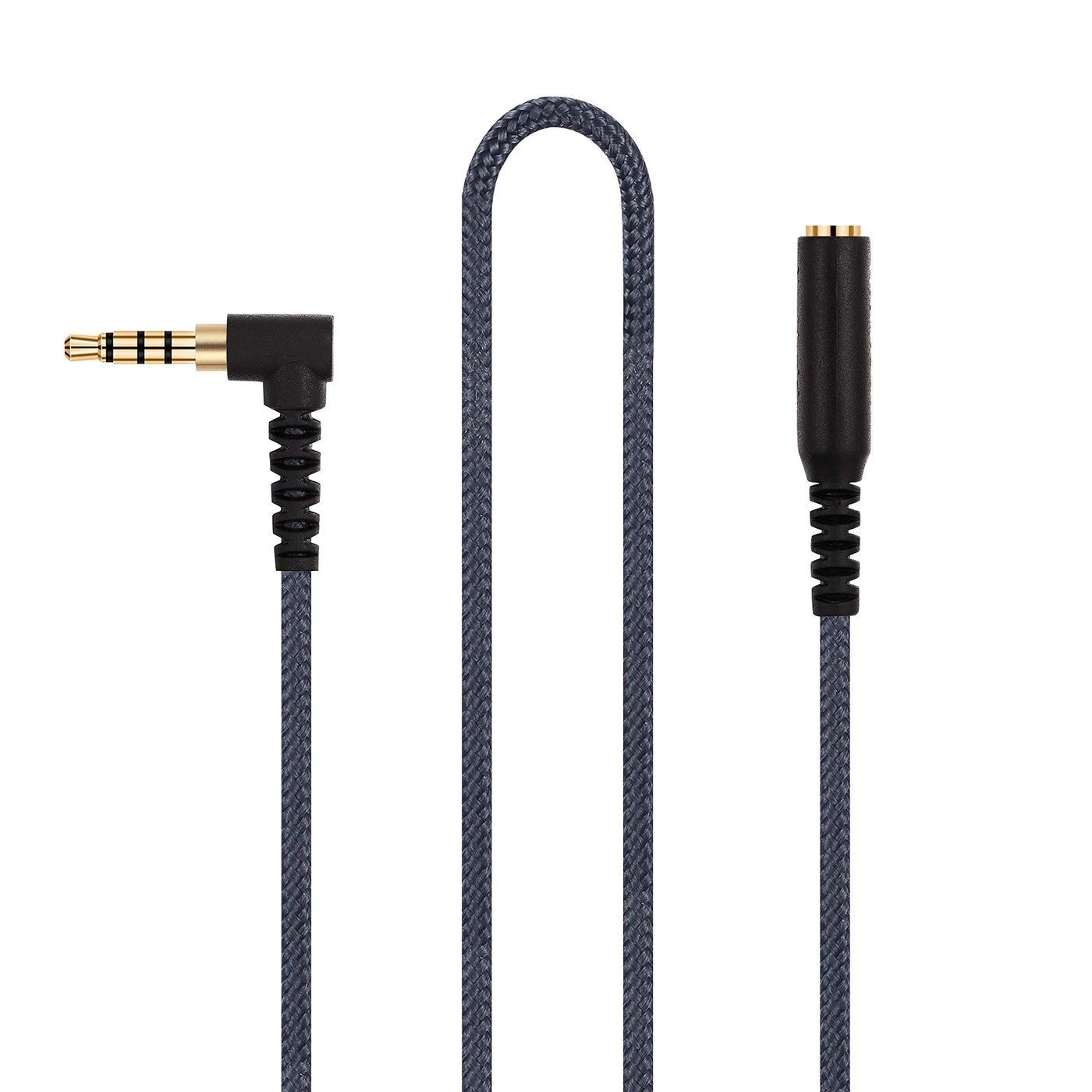 ABLET Right Angle 4 Pole 3.5mm Male to 4 Pole 3.5mm Female Stereo Audio Extension Cable - 50cm(1.5ft)