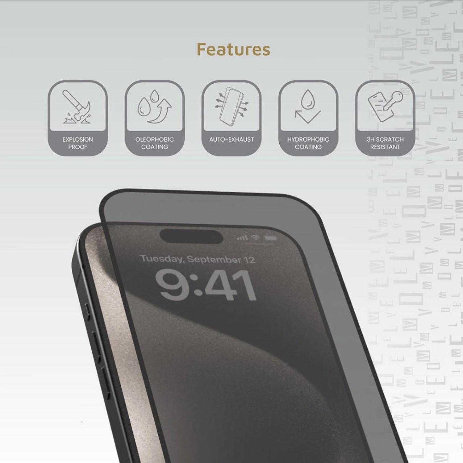 Privacy Silicone Aluminum Glass Screen Protector for iPhone 16 Pro Max