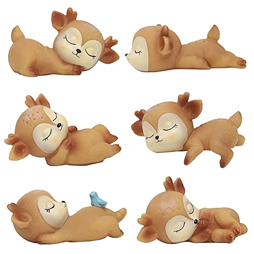 DOYIFun Fawn Doe Figurines - 6 piece(s) Baby Shower Birthday Wedding Party