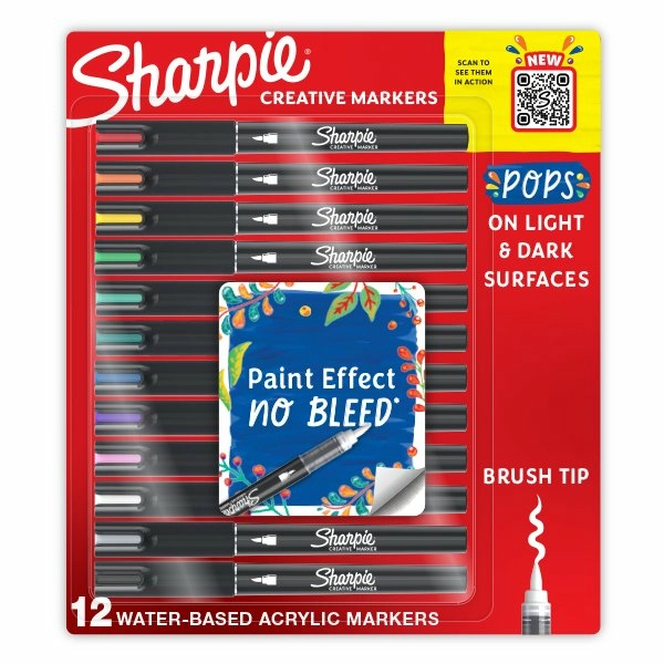 Creative Acrylic Colour Markers - Assorted Colours Brush Tip